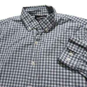 Bonobos Mens Button Down Shirt S Slim Fit Blue Check Stretch 100% Cotton